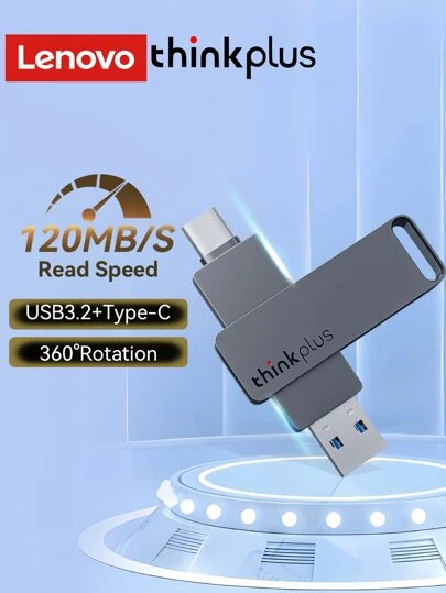  Unitate flash Lenovo USB Type-C: 2 în 1 USB dual A + USB C OTG pentru telefoane inteligente, tablete și laptopuri Unitate flash Lenovo USB 3.1, unitate de memorie USB stick USB de mare viteză Compatibil cu stocare externă