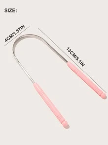 1pc U Type Stainless Steel Tongue Scraper Oral Tongue Cleaner Brush Tongue Toothbrush Oral Hygiene Tounge Scraper - Pink - View 3