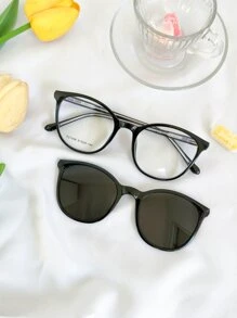 女性時尚休閑眼鏡,適合日常佩戴 - 黑色 - 查看 2