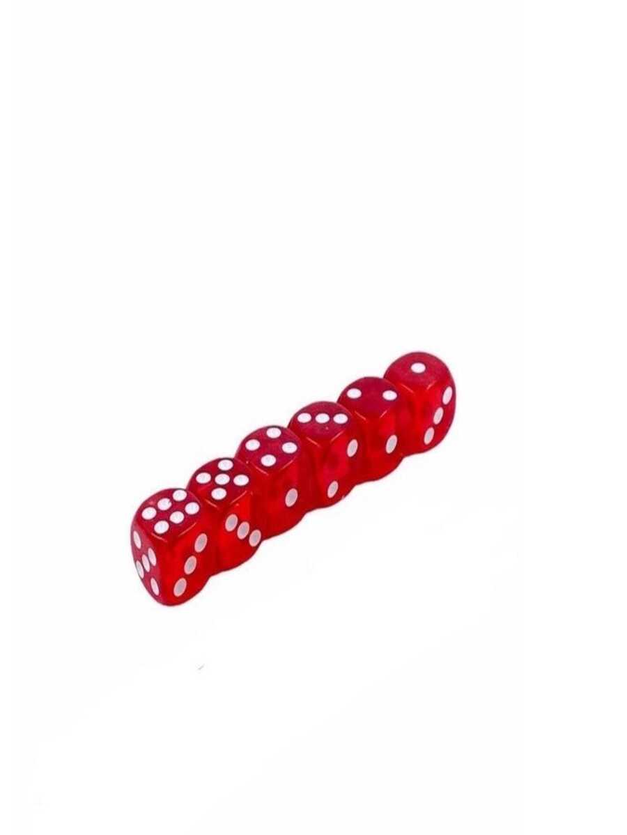 Kit 6 pcs Dados P/ Jogo De Salão Vermelho/ branco 6 Faces - Vermelho - Visão 1