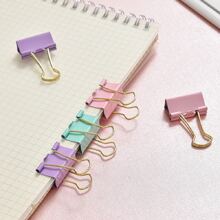 1 Box Of Mixed Golden Four Compartment Desk Office Set, Including Binder Clips, Paper Clips, Push Pins, And Paper Clamps - Pink - View 4