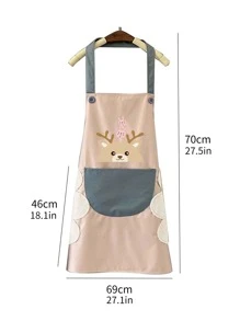 1 pieza Delantal con pechera para adulto impermeable de tela con estampado de dibujos animados