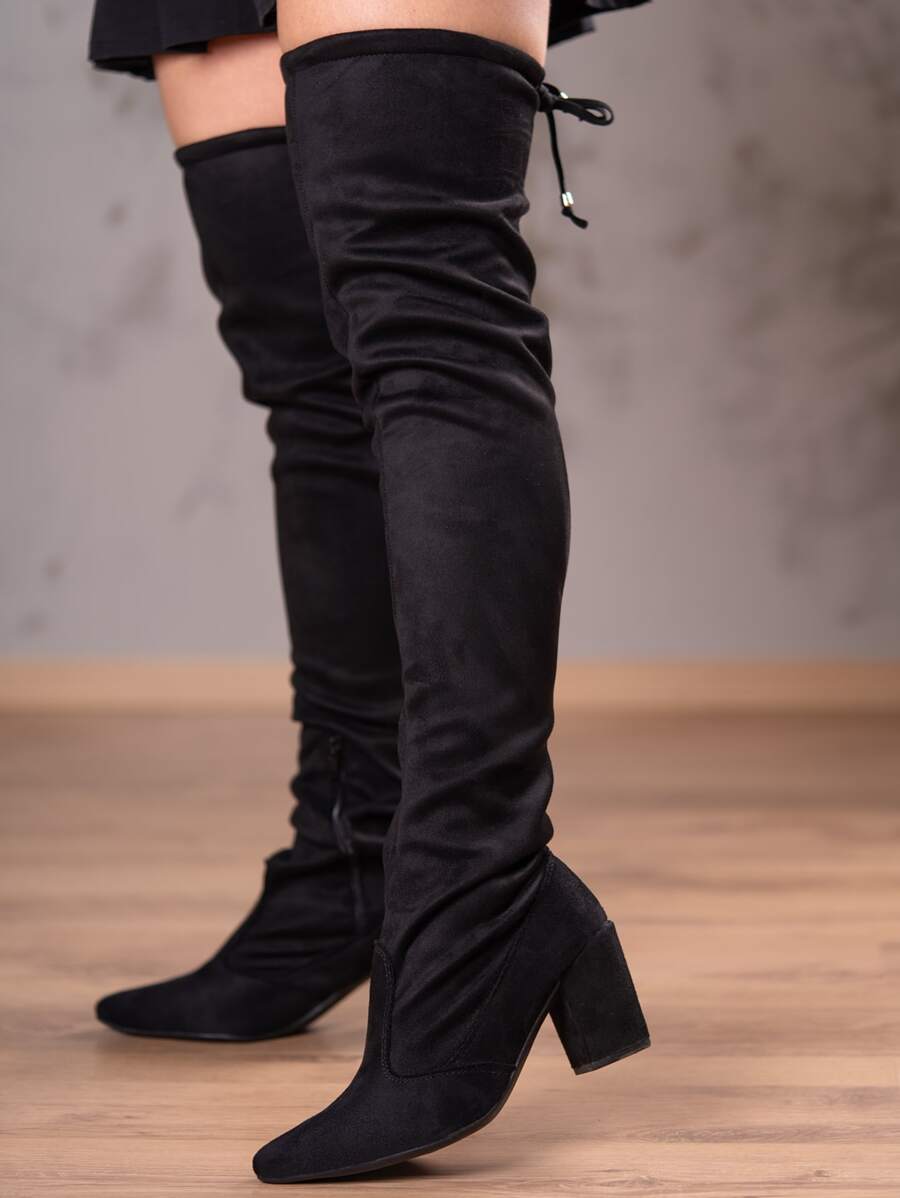 Domidona Women Fashion Boots - Preto Camurça - Xem 1