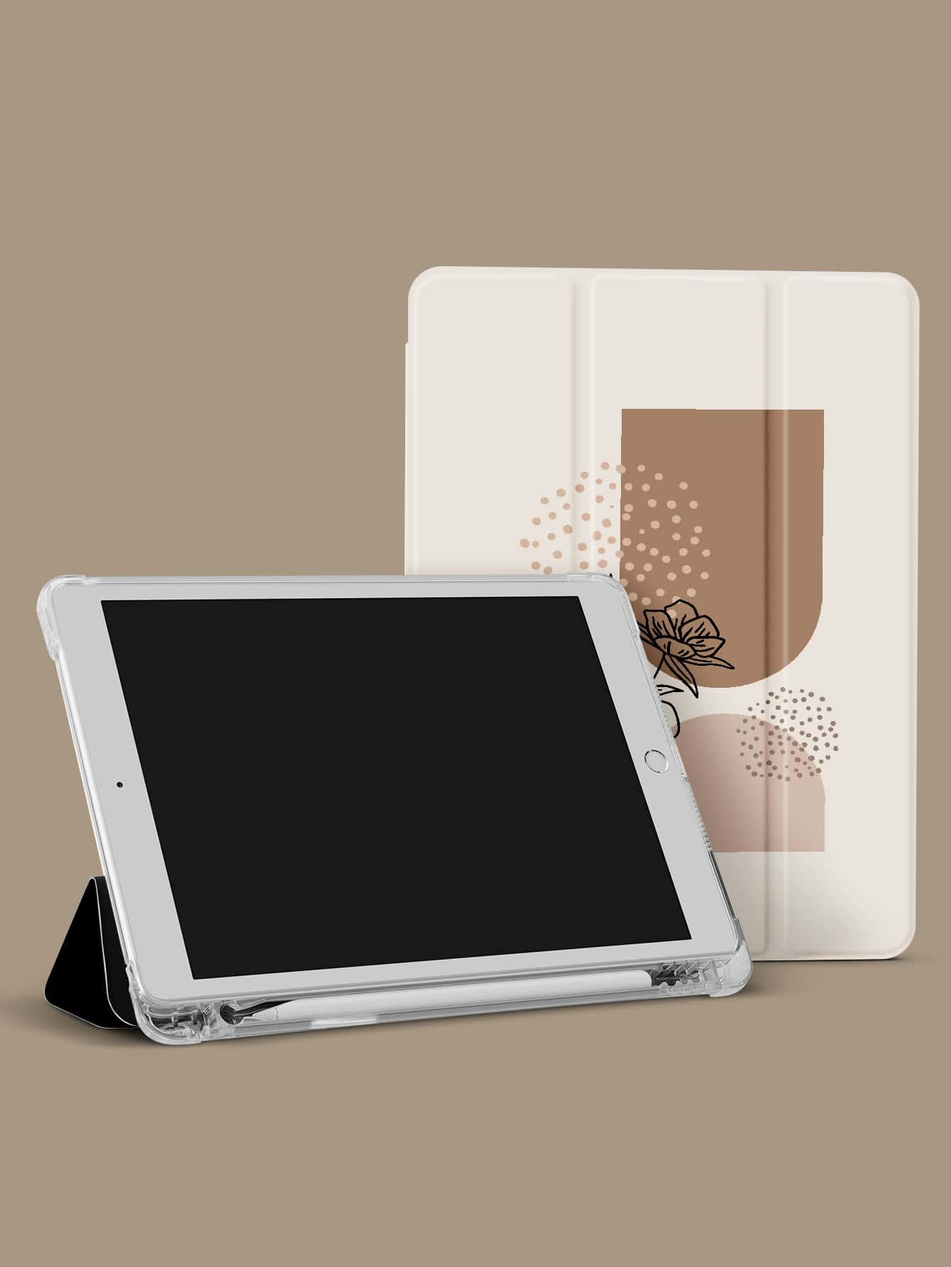 Simple Color Block Case Compatible With IPad With Pen Holder,Supports