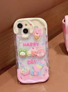 Summer Cartoon Decor Clear Phone Case Compatible With IPhone15/15Plus/15Pro/15Promax - Multicolor - View 3