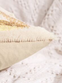 Miater Gold Sequin Plush Embroidery Decorative Throw Pillow Case, For Living Room Bedroom Sofa - Beige - View 5