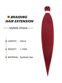 預拉伸編織頭髮長編織頭髮燒紋理柔軟鉤針辮子,熱水定型扭曲合成編織接發 - 酒紅色 - 查看 7