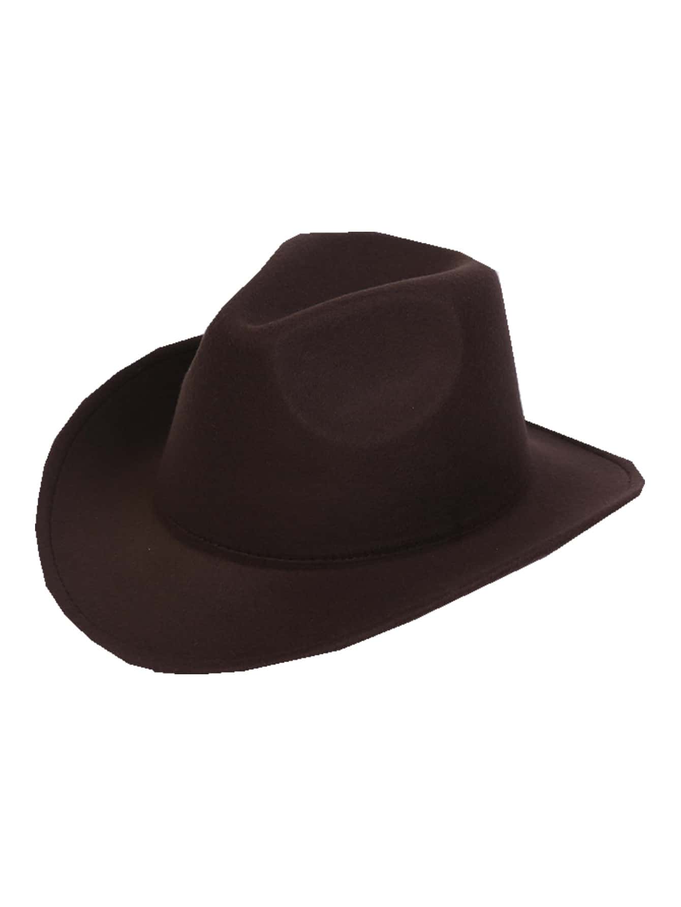 1pc Women's Woolen Brown Hat, Western Cowboy Hat, Roll Brim, Retro Riding Hat, British Jazz Hat For Outdoor Travel