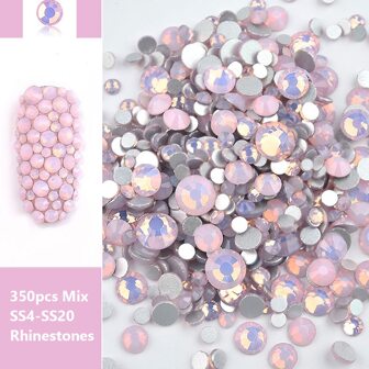ART LALIC Pink Mixed Opal Rhinestones, Flat-Backed Glass Crystal And Ornaments For Nail Art Decoration Diy Nail Charms Nail Gems Nail Supplies Nails