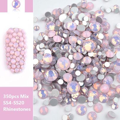 ART LALIC Ópalo rosa mixto, cristal de vidrio con piedras de imitación y adornos para decoración de uñas, dijes para uñas, gemas para uñas, suministros para uñas