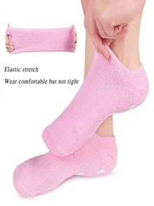 1 par de calcetines de spa con aceites esenciales, hidratantes y reparadores de talones agrietados, herramienta de belleza para el cuidado de los pies para exteriores, deportes, viajes, hogar, oficina, escuela - Rosa - Ver 4