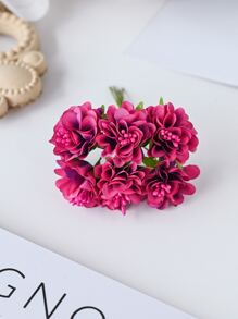 1束（6头）仿真康乃馨花束迷你字母DIY花环材料糖果盒配件家居婚庆装饰新娘手腕花胸花头花材料新年装饰生日派对蛋糕配件、情人节、礼物 - 玫紅色 - 查看 4