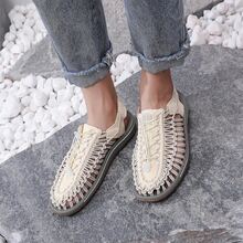 新品到貨男士沙灘涼鞋,夏天韓語風格大尺寸手工編織涼鞋,運動透氣休閒情侶鞋