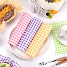 100pcs Food Packaging Greaseproof Paper With Grid Pattern For Cakes, Bread, Etc., Used As Kitchen Utensils And Home Kitchen Supplies - Purple - View 4