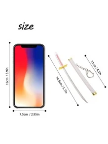 1pc Creative Sword Keychain With Movable Blade & Sheath, Keyring & Novelty Gift - Multicolor - View 2