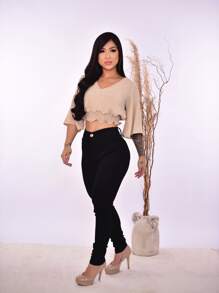 Women Jeans - 黑色 - 查看 5