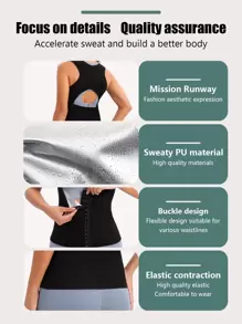 Áo ba lỗ thể thao nữ ngoài trời với phần ngực được cố định và thiết kế khoét lưng giúp tăng cường đổ mồ hôi và định hình vóc dáng khi chạy bộ, tập luyện, yoga và thể dục. Nó cũng có thể được mặc như một món đồ lót gợi cảm bên ngoài áo, và là một loại đai nịt bụng (với lớp phủ PU) giúp kiểm soát vùng bụng và làm thon gọn cơ thể. Áo định hình eo, corset, phụ kiện tập gym, màu đen, mùa xuân. - màu đen - Xem 7