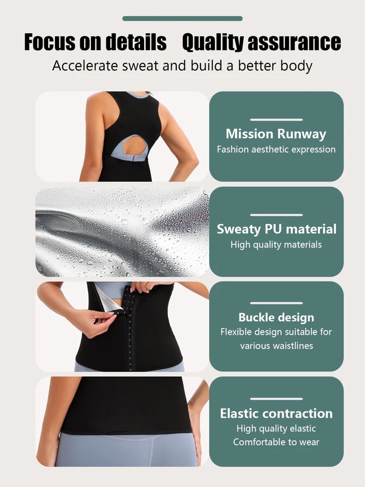 Sports Outdoor Women's Sports Vest With Fixed Chest Support And Hollow-Out Back Design That Promotes Sweating And Body Shaping For Running, Workout, Yoga, And Fitness. It's Also A Sexy Lingerie Worn Out Of Your Top, And A Waist Trainer (With Pu Coating) For Tummy Control And Body Slimming. Shapewear Waist Trainer Corset Gym Accessories Black Spring