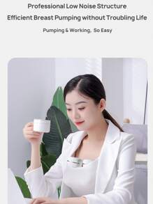 1set Wearable Rechargeable Electric Breast Pump With Dustproof Cover - White - View 8