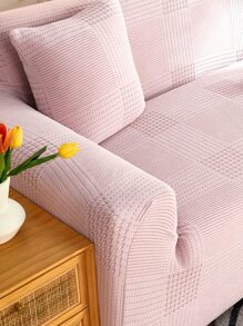 1pc Universal Elastic Sofa Slipcover With Pet Protection, Including A Pillowcase - Pink - View 8