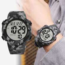 SYNOKE Reloj de camuflaje gris de hombres deportivo impermeable - Gris - Ver 1