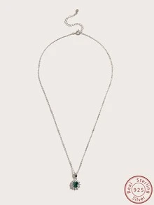 Cici Color 1件銀色s925鑲嵌1克拉圓形合成莫桑石吊墜項鍊,時尚時髦,適合女性日常穿著,約會,旅遊和送禮給您的愛人。附贈禮盒包裝