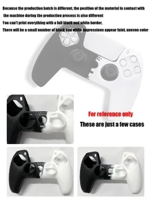 PS5 控制器硅胶保护壳，防汗防滑设计，不对称黑白染色图案 - 黑與白 - 查看 7