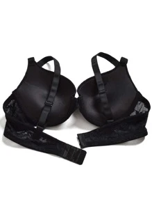 Women's Comfortable Padded Lace Bra With Uplift And Anti-sagging Function - Black - View 4