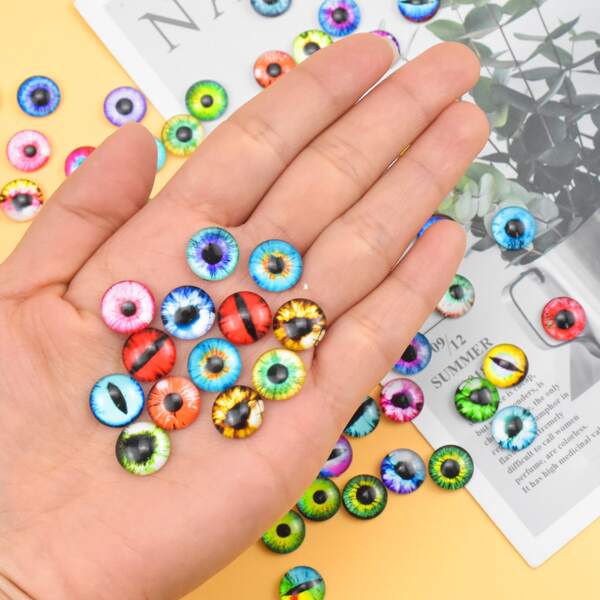 Pack of 100 Glass Dolls Eye 12 mm Colourful Glass Eyes Round Cabochons
