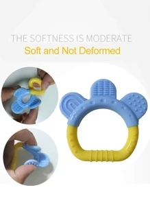 1pc Cute Clover Shaped Light Blue Silicone Teether, Temperature Resistant, Great For Pacifying Baby's Mood