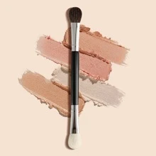1 pieza Brocha negra de doble punta para contornear la nariz, resaltar, iluminar, sombra de ojos, mezclar y sombrear, portátil, recomendada por expertos en maquillaje - Negro - Ver 5