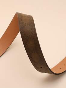 波西米亚风 1 件棕色 PU 皮带，配古铜色带扣和印花图案，适合万圣节夏季、秋季、秋季、万圣节