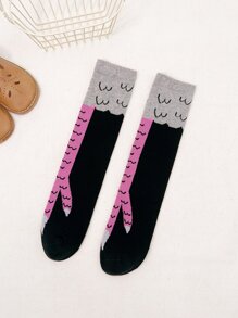 3 Pares Calcetines Altos Para Niños Con Diseño Divertido De Patas De Pollo, Adecuados Para Uso Diario - Multicolor - Ver 4