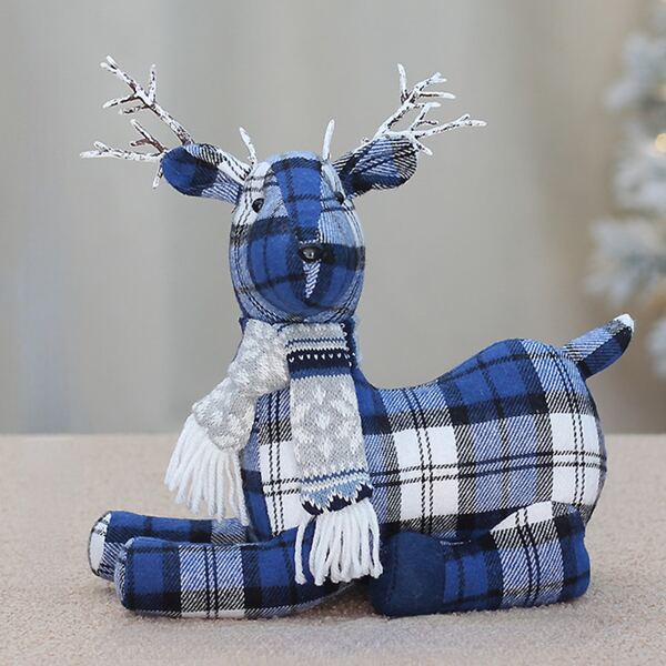 1 pezzo nuovo Natale Decorazioni , blu tessuto alce Bambola Sacchetto regalo scena Decorazioni forniture Ornamenti , albero di Natale Decorazioni , soggiorno , camera da letto , sala da pranzo regali di festa , moderno casa Decorazioni