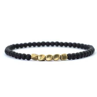 diffone 古董手工 4 毫米天然石珠手链小铜珠虎眼石赤铁矿手链男士腕带首饰