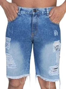 Men Denim Shorts - Blue - View 1