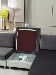 1pc Silver Fox Velvet Solid Color Sofa Cushion Cover, Soft Pet-friendly Slip Resistant And Elastic Sofa Protector For 1/2/3/4 Seater Sofa, Modern Minimalist Style, Single Piece Sold