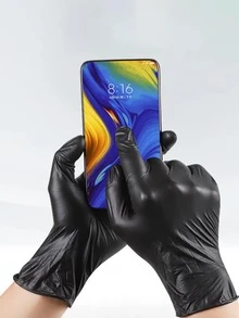 50 Piezas Guantes Desechables Negros, Guante De Cocina De Látex/pvc/goma Para El Hogar, Engrosado Y Resistente A La Abrasión - Negro - Ver 8