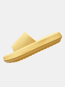 Unisex Yellow Home Slippers, Thick & Soft Eva Bottom - Yellow - View 2