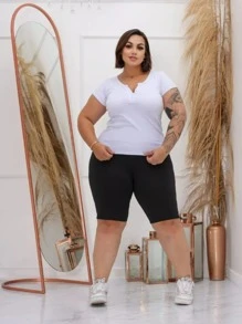 Plus Size Shorts - Black - View 2