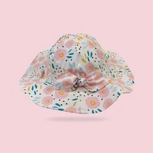 Binomata 可愛的花卉蝴蝶結嬰兒防曬帽-春夏新款花卉設計 - 粉色 - 查看 2