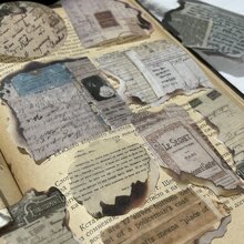 复古和纸贴纸包，包含英文手稿、时间碎片手稿系列、烧痕、不对称边缘、复古和文学日记 DIY 贴纸，40 张 - 彩色 - 查看 1