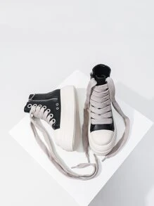 Alan Vincent Black Shoes For Women 2025 New Style Women Boots High Boots Women Lace-Up Zip Black Platform Boots Increase 5cm Party Shoes For Women Daily Wear Ladies Shoes Casual Fashion Sneakers Outdoor Comfort Shoes Suitable For Short Women Dark Motorcycle Style - Black - View 9