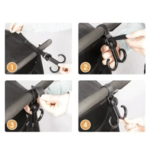 2pcs/pack Baby Stroller Hook With 360 Degree Swivel - Black - View 3