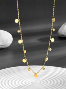 1 pieza Collar minimalista cuadrado de acero inoxidable con cristal de circonita cúbica, conjunto de joyas de moda, adecuado para uso diario, regalo único para mujeres