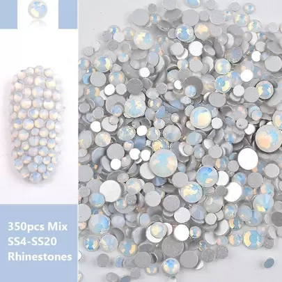ART LALIC White Mixed Opal Rhinestones, Flat-Backed Glass Crystal And Ornaments For Nail Art Decoration Diy Nail Charms Nail Gems Nail Supplies Nails