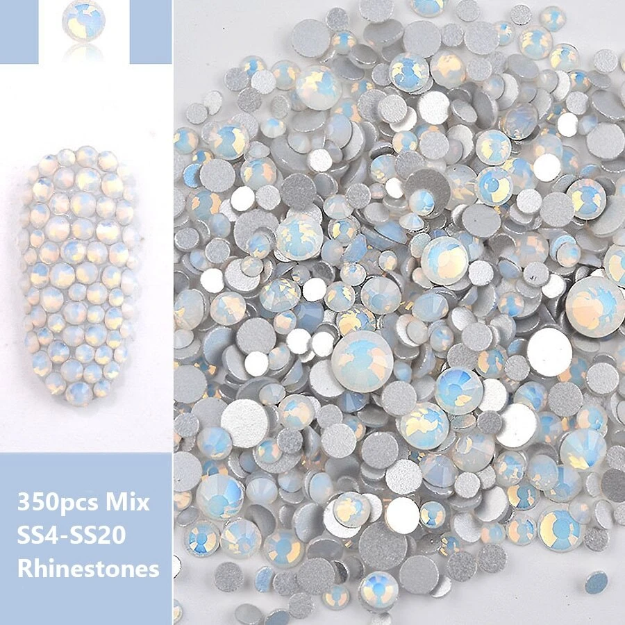 ART LALIC Đá Opal Trắng Pha Lê, Pha Lê Thủy Tinh Phẳng Và Đồ Trang Trí Cho Nghệ Thuật Làm Móng Tay, Mặt Dây Chuyền Móng Tay Tự Làm, Đá Quý Cho Móng Tay, Phụ Kiện Làm Móng Tay - trắng - Xem 1