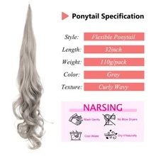 1pc Elastic Wrap Around Long Curly Ponytail Hair Extension, Perfect For Daily Wear And Parties - Gold - View 5