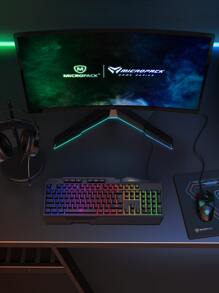 Rgb背光遊戲鍵盤、滑鼠、耳機、大號鼠標墊,4件套裝,兼容pc/筆記本有線遊戲套裝 - 黑色 - 查看 6