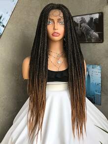 T30# 30英寸超長扭曲盒子編織9x6拉丁髮型 指甲扳手 180%密度前綁手工編織辮子假髮,附嬰兒髮,高溫合成纖維女士假髮 - 漸層 - 查看 1